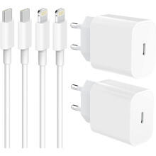 (2-PACK) 2M kompatibel med iPhone 20W USB C snabbladdare OCH USB-C till Lightning-kabel 2 meter