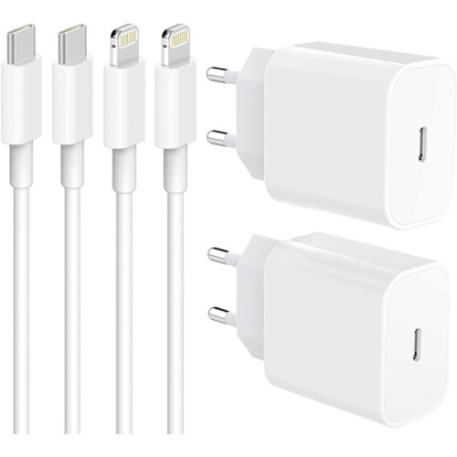 (2-PACK) 2M compatibele iPhone 20W USB C snellader EN USB-C naar Lightning kabel van 2 meter