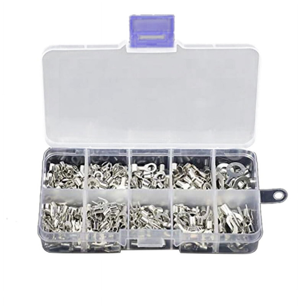 320Pcs 10 In 1 Terminals Non-Insulated Ring Fork U-Type Brass Terminals Assortment Kit Cable Wire Connector Crimp Spade 9173940149014