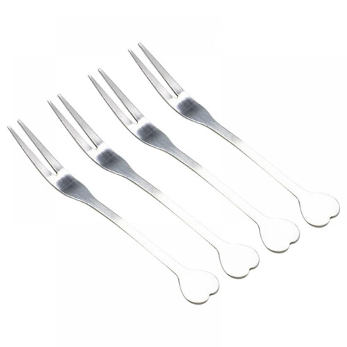 Heart Shape Stainless Steel Fork Home Simple Two-tooth Fork Cake Pastry Fork 1
