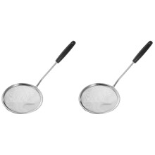 Colander Set of 2 Ladle Wok Utensils Pasta Filter Spoon Fine Mesh Skimmer Stainless Steel Wooden
