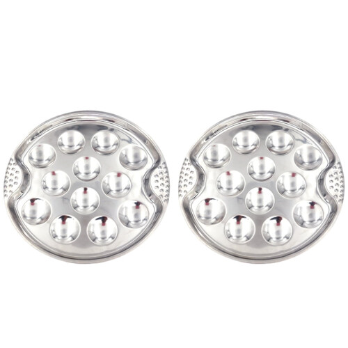 2pcs Practical Restaurant Escargot Plate Barbecue Escargot Stainless Steel Dish