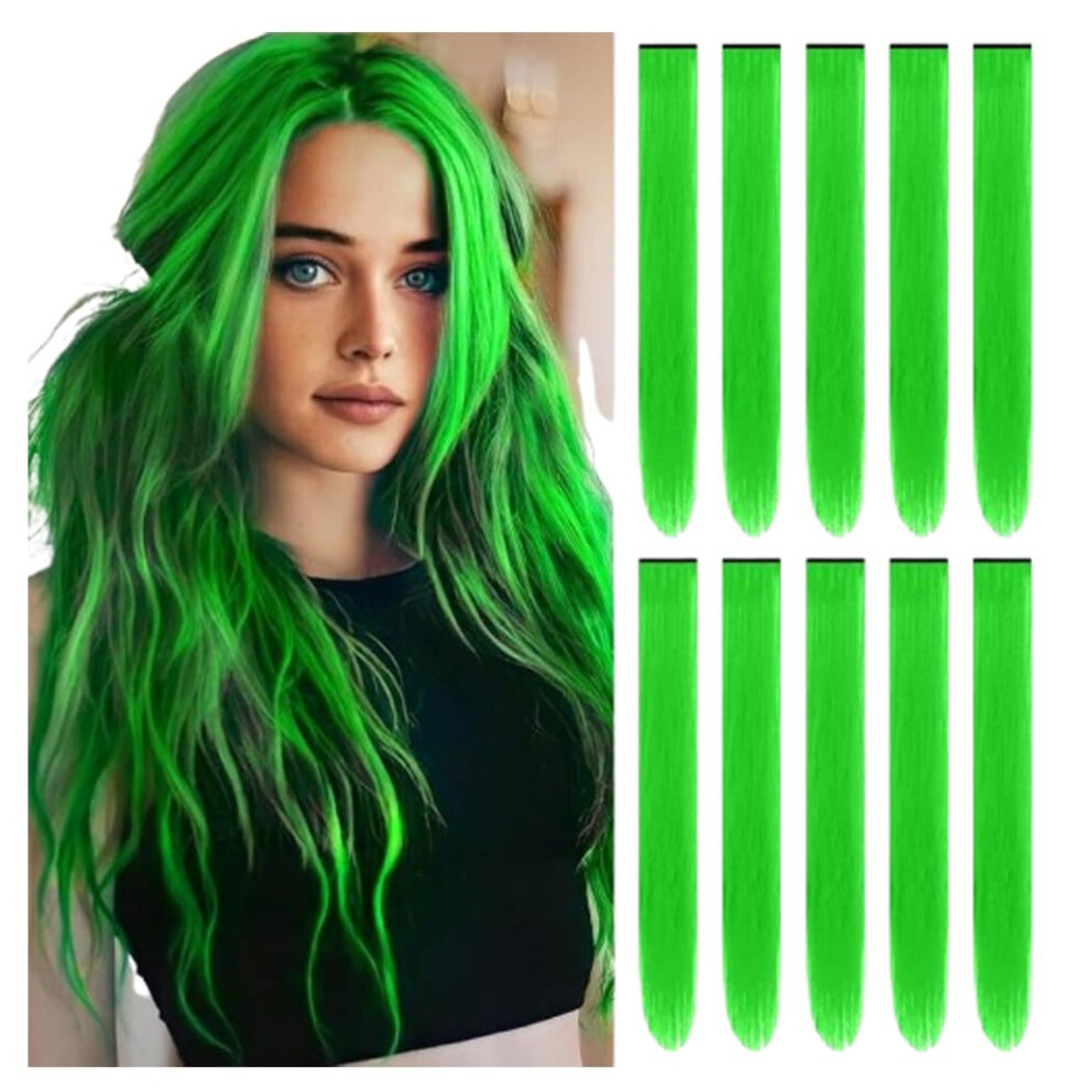 22 Inch Straight Clip in Hair Extensions, Heat Resistant Vegan Synthetic, Natural Look, 10PCS
