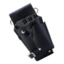 Leather Hairdressing Tool Belt with Scissors Pouch, Adjustable Waist Bag for Salon Stylists