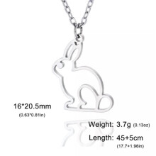 Collana RSAMD con coniglietto in acciaio inossidabile, ciondolo a forma di coniglio, catena da collo, gioielli alla moda - Acciaio