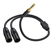 6,35 mm TRS samec na 2 duálne XLR samec mikrofónny stereo nevyvážený audio konvertor adaptér Y rozdelovací kábel-C