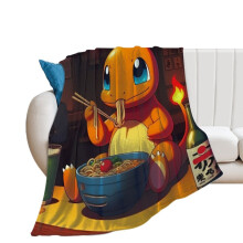 Manta Charmander ultramacia, resistente a bolinhas, em flanela de microfibra, ideal para sofá e cama.