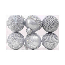 Palline decorative Staron (argento), palline per albero di Natale, decorazioni natalizie in schiuma, pallina di Natale da 8 cm, decorazione