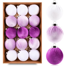 Ornamente de Crăciun pentru brad, bile de catifea - Pachet de 15 becuri de Crăciun rezistente la spargere - Multicolor, verde, maro, neutru, 80 mm,