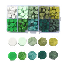 Tetningsvokspartikler for retro seglstempel ottekant blandet farge 9 mm 10 farger 25 stk/farge 250 stk/eske