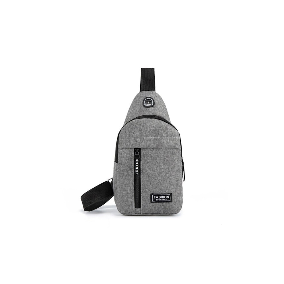 Oxford Fabric Chest Bag Large Capacity Sports Outdoor Backpack Bag Leisure Crossbody Shoulder I2c2 One Size Gray 9448196165140