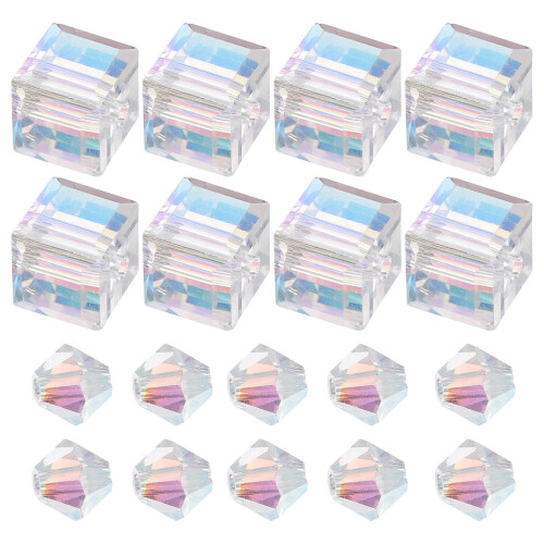 Eease90pcs6mm διαφανείς χάντρες κρυστάλλου AB σε σχήμα κύβου για κατασκευή κοσμημάτων DIY
