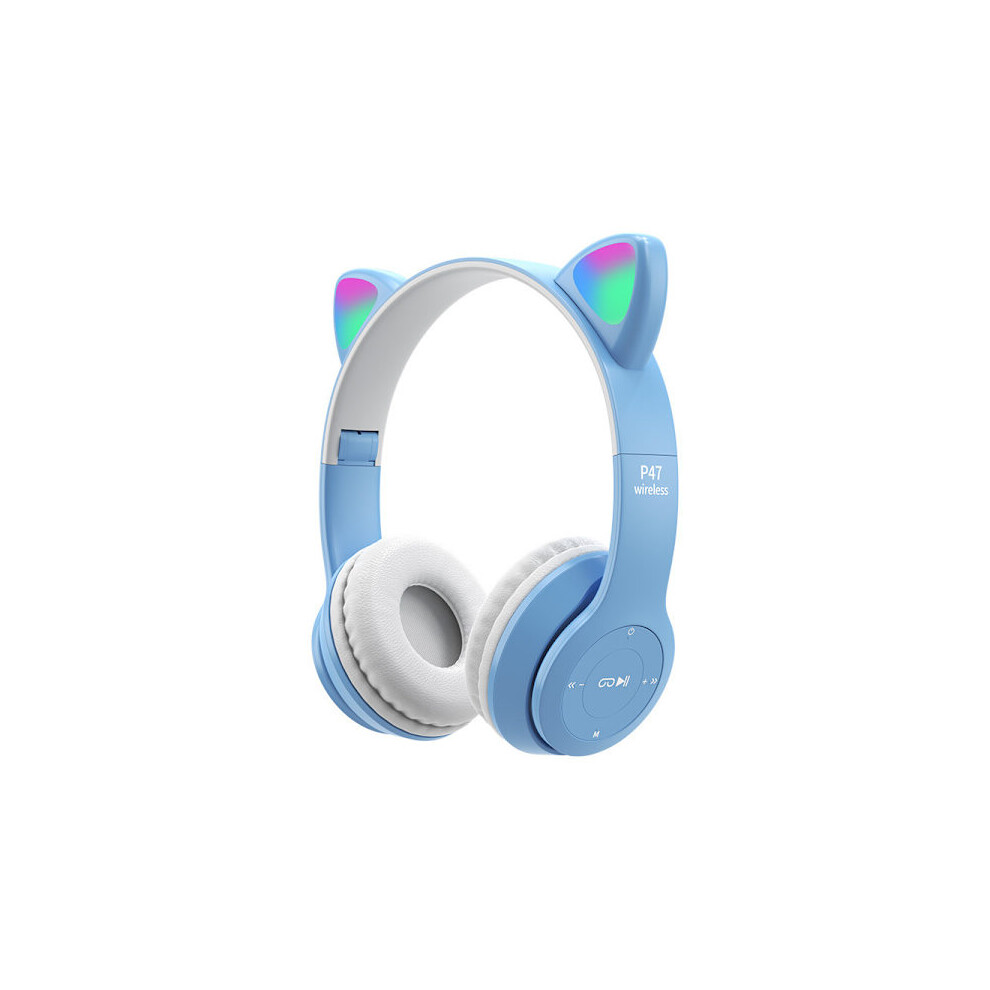 Kids Headphones With Led Kitten Ears (Safe Volume Limit 85 Db) Blue 9448196165355