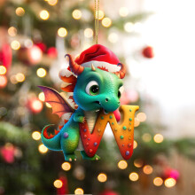 maxiaoxia26 Buchstaben-Dinosaurier-Acrylanhänger, passend für Weihnachtsbaumschmuck, Weihnachtsdekoration für Zuhause und Babyzimmer