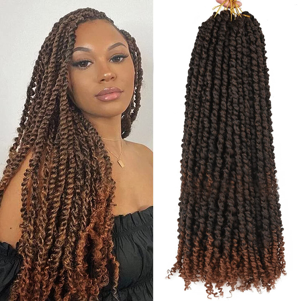 Unisex 24 Inch Passion Twist Crochet Braids Hair Extensions, Prelooped Senegalese Twists, T30 Pack Of 6