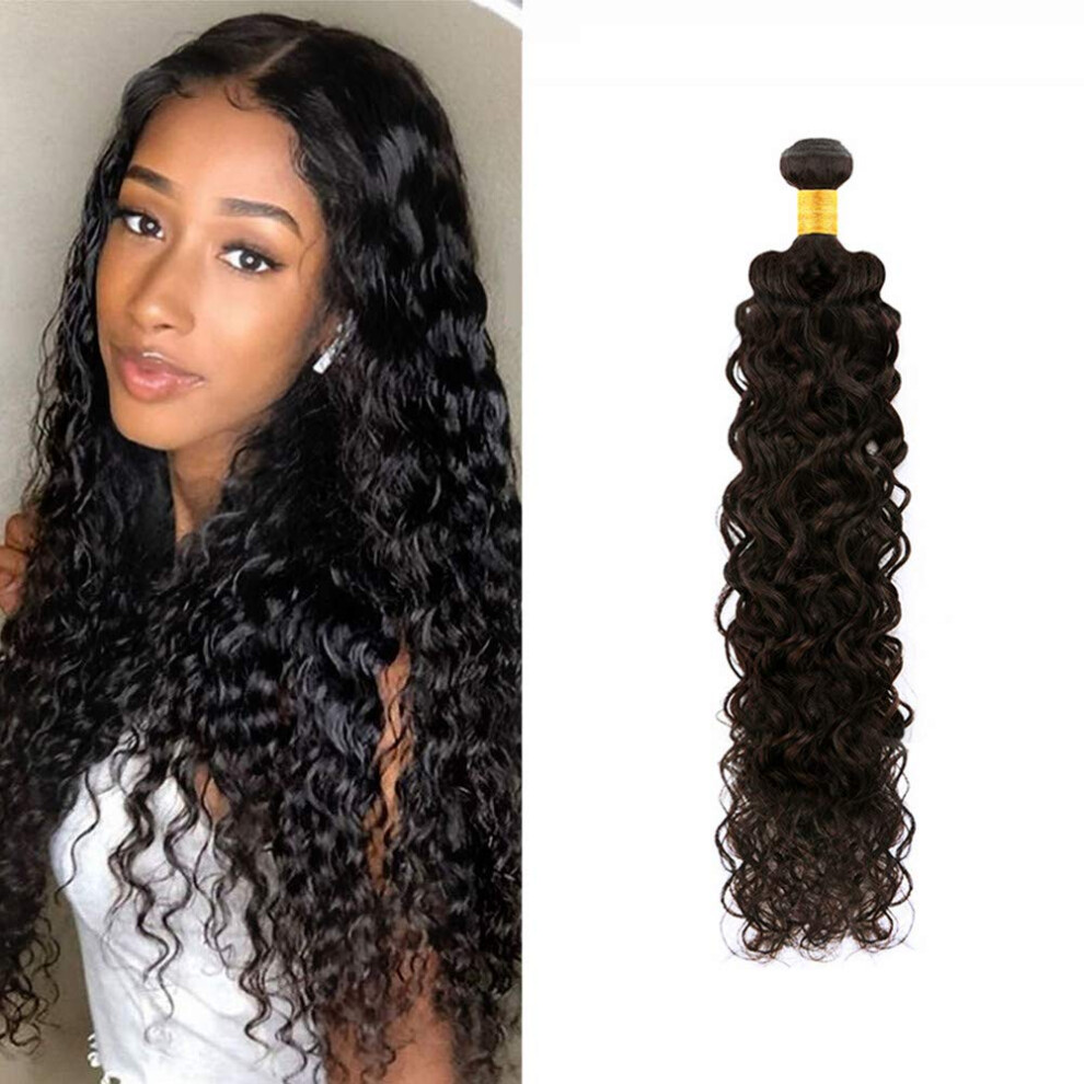 Unisex Brazilian Virgin Water Wave Human Hair Bundle 28 Inch Natural Texture Tangle Dyeable