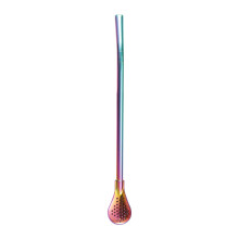 Cuillère à thé amovible en acier inoxydable 304 avec paille intégrée, idéale pour mélanger le thé au lait et le café, parfaite pour les
