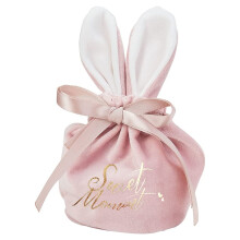Borsa con orecchie di coniglio, sacchetto di stoffa con coulisse a forma di coniglio, secchiello per caramelle e regali per bambini, borsa creativa