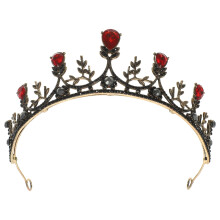 Diademă vintage cu strasuri Guangmc pentru nuntă sau petrecere (roșu)