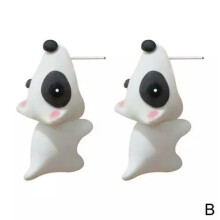 RSAMD 1pair Cute Animal Bite Earring Cartoon Animal Earrings Tyrannosaurus Earrings-White-black dog