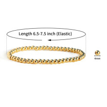 RSAMD Fashion Women Men 4mm 18k Gold Filled Bead Elastic Bracelet Beaded Bracelets-Gold-4+5+6+8mm