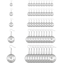 40pcs Stainless Steel Earring Bezels 8/14/16/18/25mm with Hooks, Glass Cabochons & Round Pendants for DIY Jewelry Making