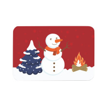 Little Christmas Rug for Bedroom, Living Room - Snowman & Tree Pattern Carpet, Compatible with Indoor Door Mat, 100% Wool Small Rug