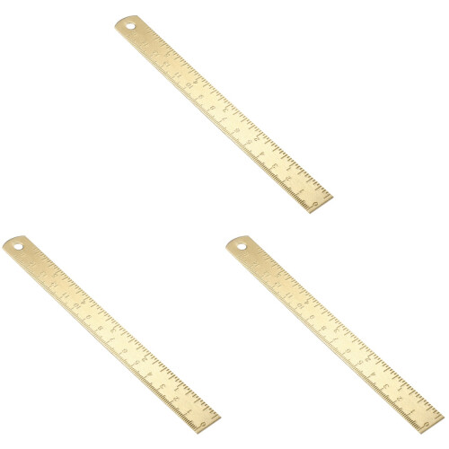 3pcs Math Ruler Measuring Tool Geometry Tool Brass Math Class Measuring Ruler