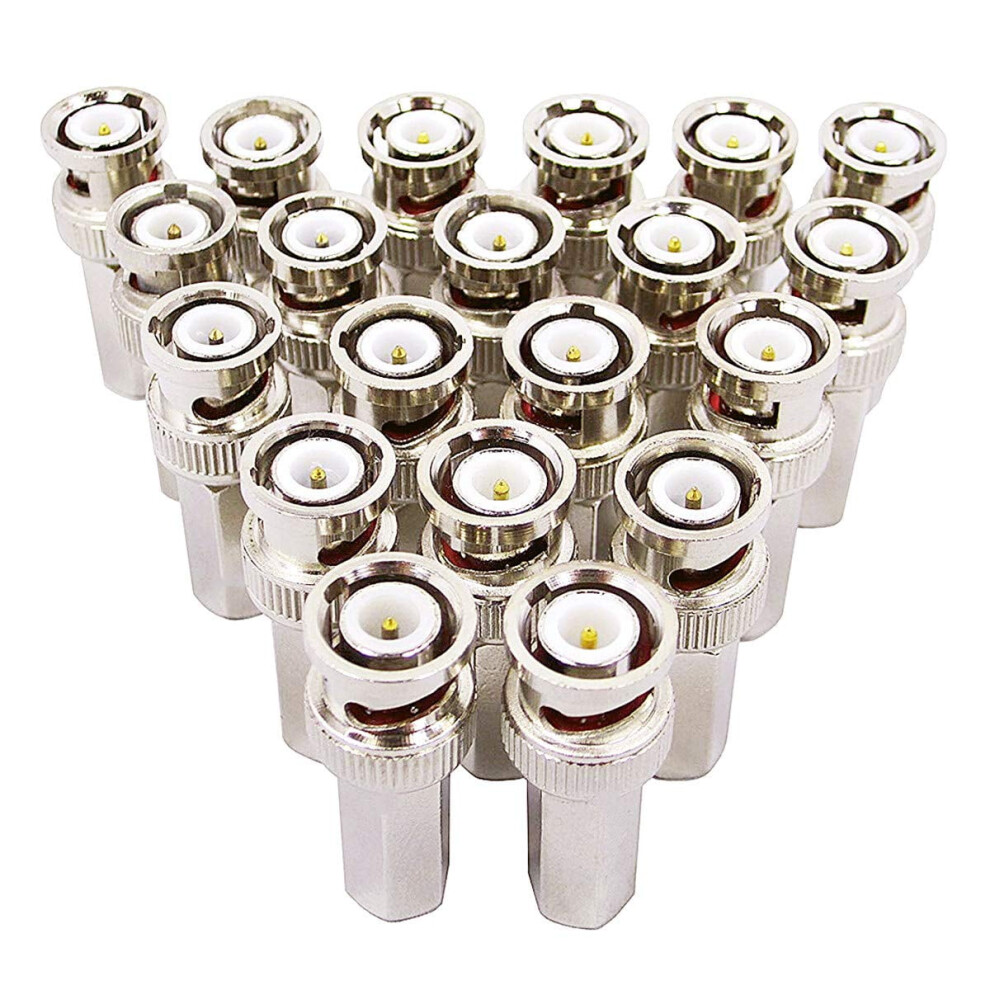 20Pcs Bnc Male Twist-On Coax Coaxial Rg59 Connector For Cctv Security Camera 9149926032304