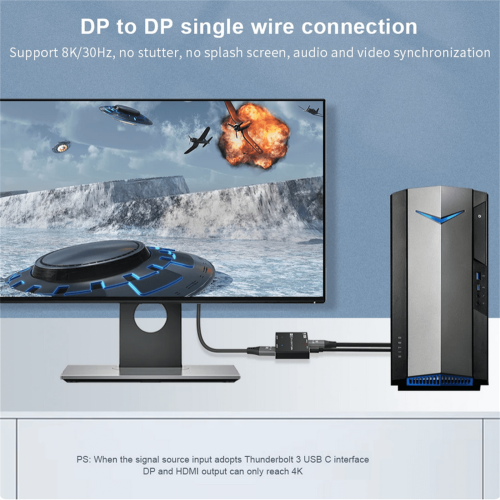 Διαχωριστής DisplayPort1.4DP σε HDMI, Τροφοδοσία Micro USB, Υποστήριξη λειτουργίας SST και MST για 2