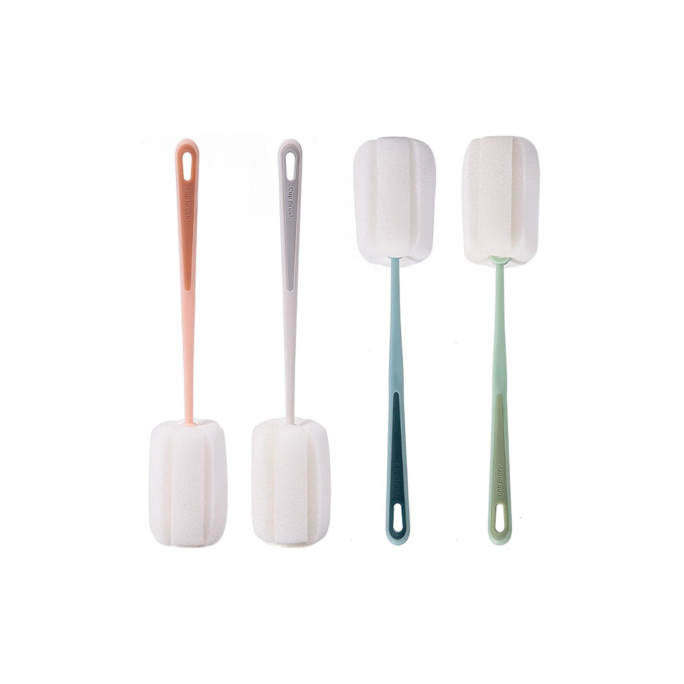 4-pack soft sponge cleaning brushes with plastic handles, baby bottle