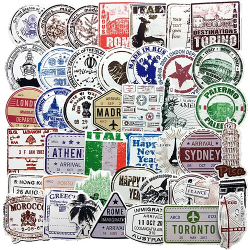 Βαλίτσα με αυτοκόλλητα Vintage Travel Label, σετ 60 φύλλων