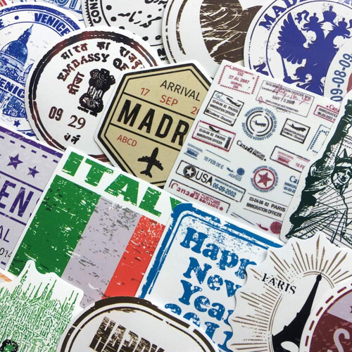 Βαλίτσα με αυτοκόλλητα Vintage Travel Label, σετ 60 φύλλων 2
