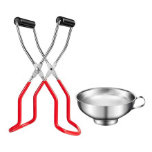 Set per conserve in acciaio inox con imbuto e pinze