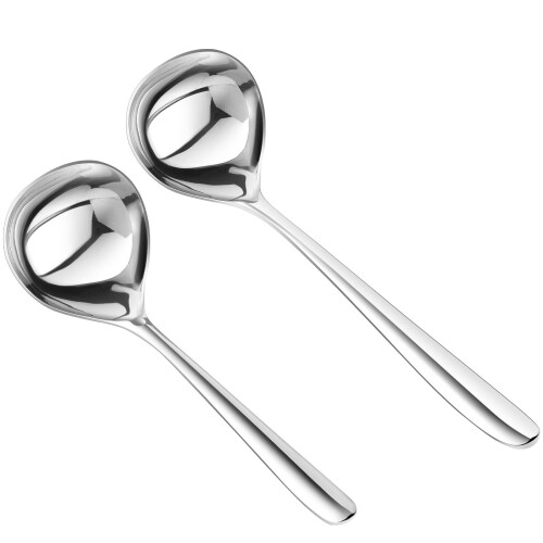 2 Edelstahl-Soßenlöffel, Servierlöffel, Silberlöffel 1