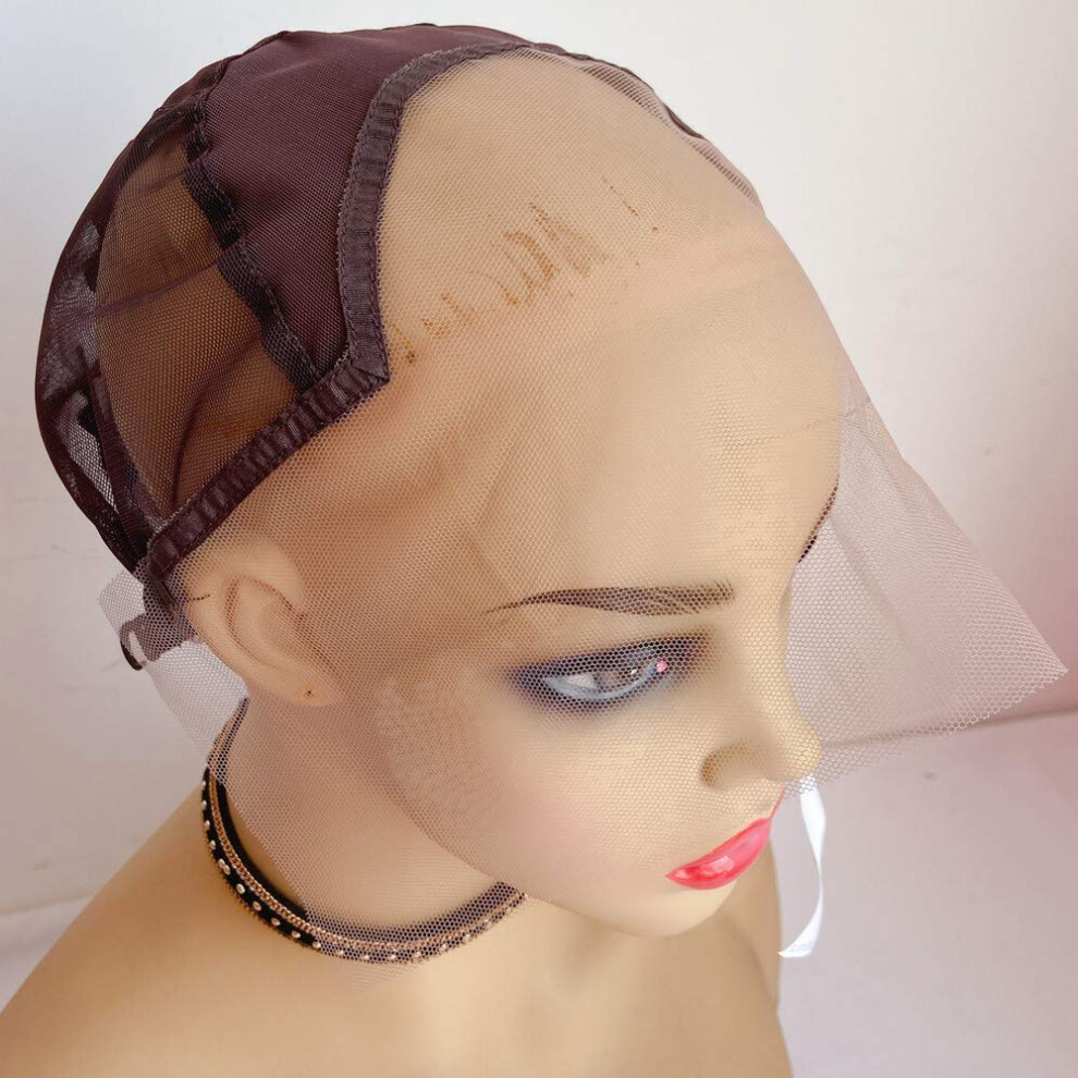 13x4 Lace Front Wig Cap Medium Brown Swiss Lace Adjustable Straps Breathable for Wig Making