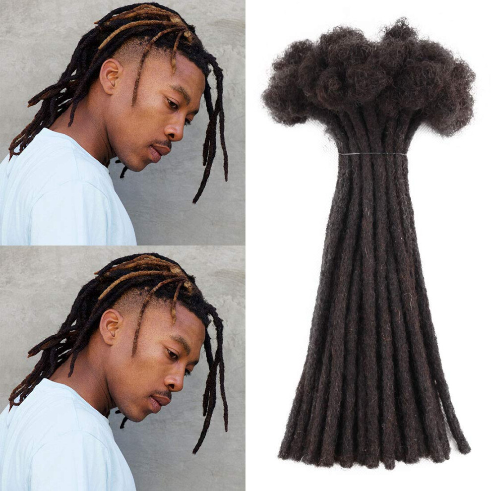 Unisex 10 Inch Human Hair Dreadlock Extensions, Handmade Crochet Locs, 30 Strands, 0.6Cm, Color 2#