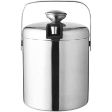 Stainless Steel Ice Bucket 1.3L Double Wall Insulated with Lid and Tongs for Parties