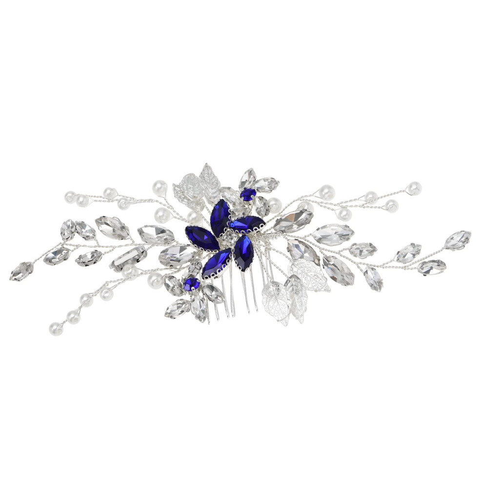 Unisex White Elegant Crystal Pearl Bridal Hair Comb Wedding Headpiece For Updos Low Bun And French Twist