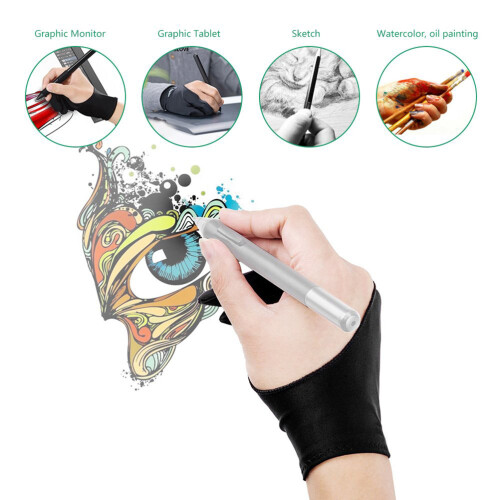 Graphics Tablet Glove with Two Fingers Soft Material for Artists 2