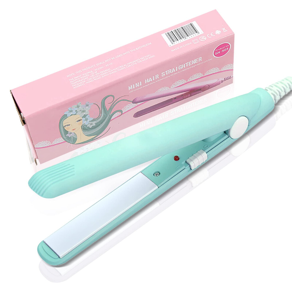 Mini Hair Straightener with Ceramic Tourmaline Plates, Fast HeatUp Travel Flat Iron Green