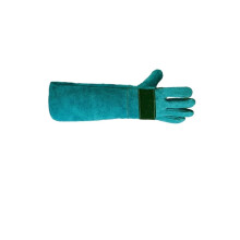 Pet Handling Gloves Leather Bite Resistant Design for Cat Dog Training Gardening Green 45cm