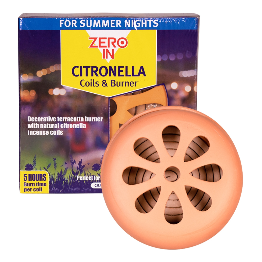 Zero In Citronella Terracotta Burner & Coil 6 Pack