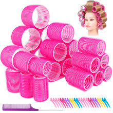 Self Grip Hair Rollers Set 49pcs, Heatless Curlers with Clips and Comb, 3 Sizes for All Hair Lengths