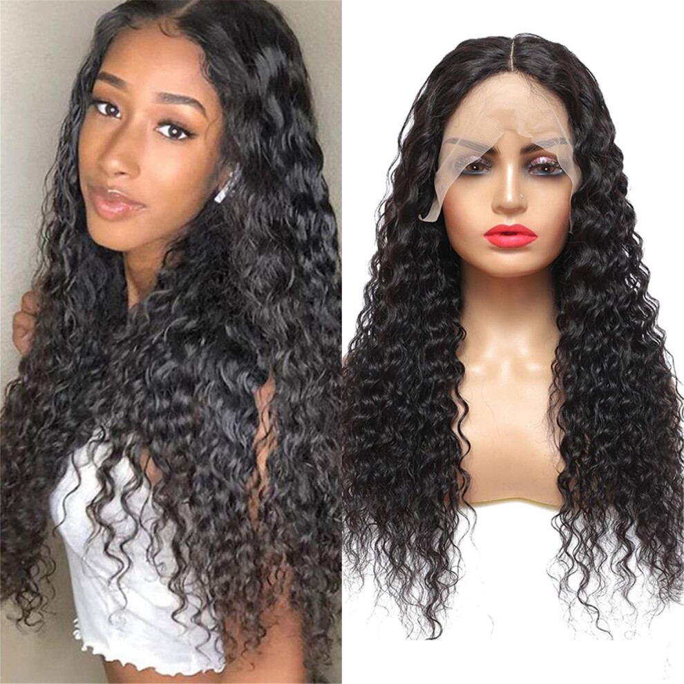 14 Inch Deep Curly Lace Front Wig, 100% Virgin Human Hair, Natural Black, Perm and Dye Safe