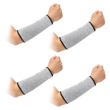 4PCS Cut Resistant Sleeves Level 5 Heat Scratch Resistant HPPE Arm Protection for Gardening and Woodworking Grey