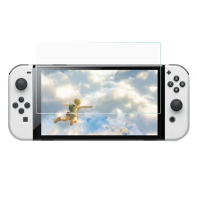 Protection d'écran en verre trempé transparent avec bords incurvés de 0,3 mm, compatible avec la Nintendo Switch OLED.