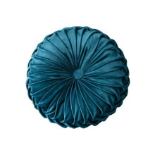 Coussin décoratif rond en velours plissé Feiona, motif citrouille, pour canapé, fauteuil, lit ou voiture.