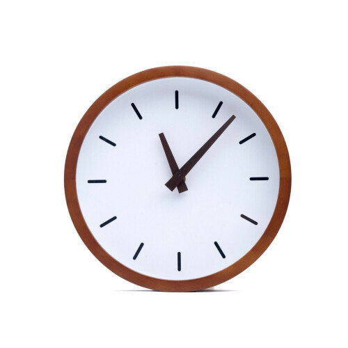 Driini Modern Wood Analog Wall Clock (12") - Battery Operated; Silent Sweep