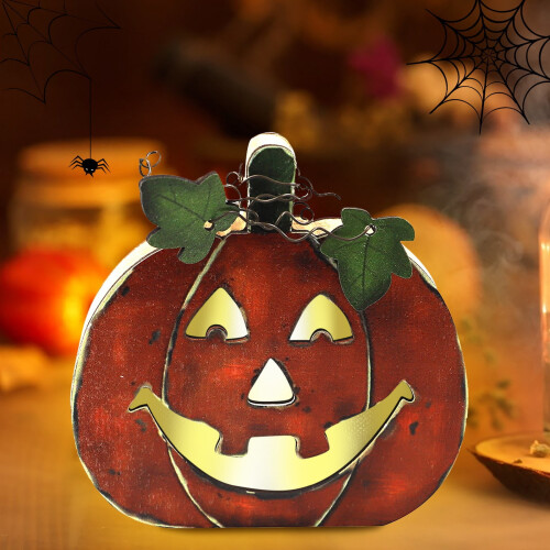 Αστείο φως κολοκύθας για το Halloween, ξύλινο διακοσμητικό φανάρι, στολίδι 1